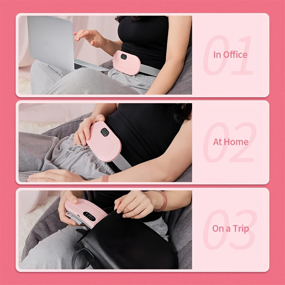 Portable Cordless Heating Pad, Menstrual Heating Pad, Heating Pad For Back With 3-Speed Temperature Adjustment And 4-Speed Massage Modes, Portable Electric Fast Heating Belly Wrap Belt For Women, Holiday Gift