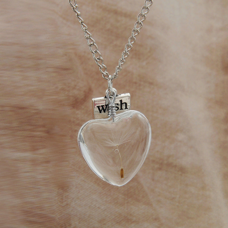 Dandelion Crystal Pendant Necklace – Double-Sided 25mm