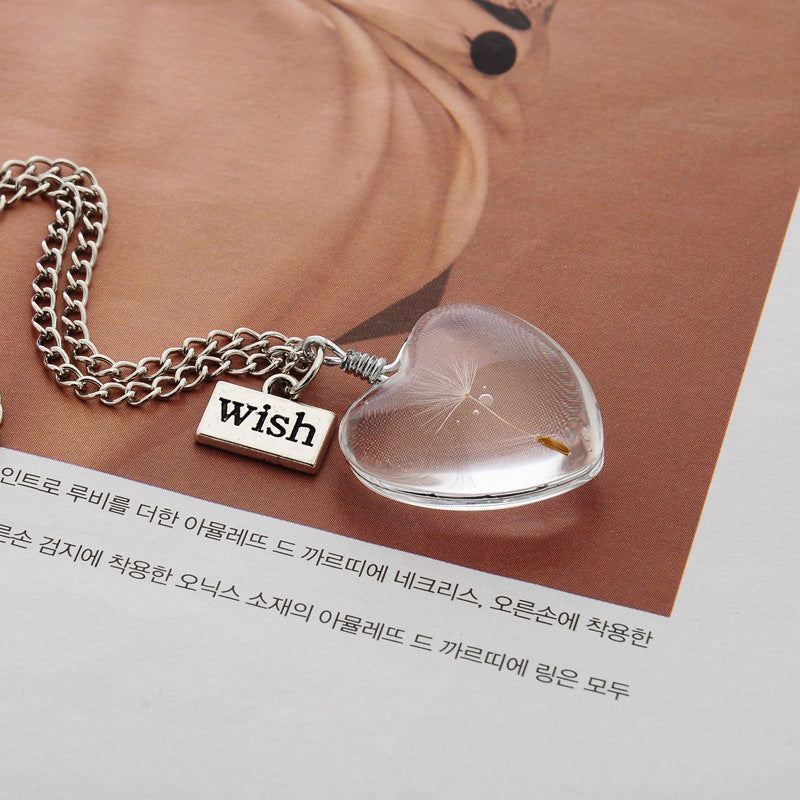 Dandelion Crystal Pendant Necklace – Double-Sided 25mm