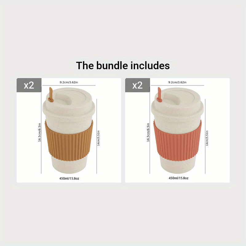 Travel Mug: Reusable Portable Coffee Cup/Wheat Straw Fiber Plastic Cup For Restaurants/cafes Eid Al-Adha Mubarak