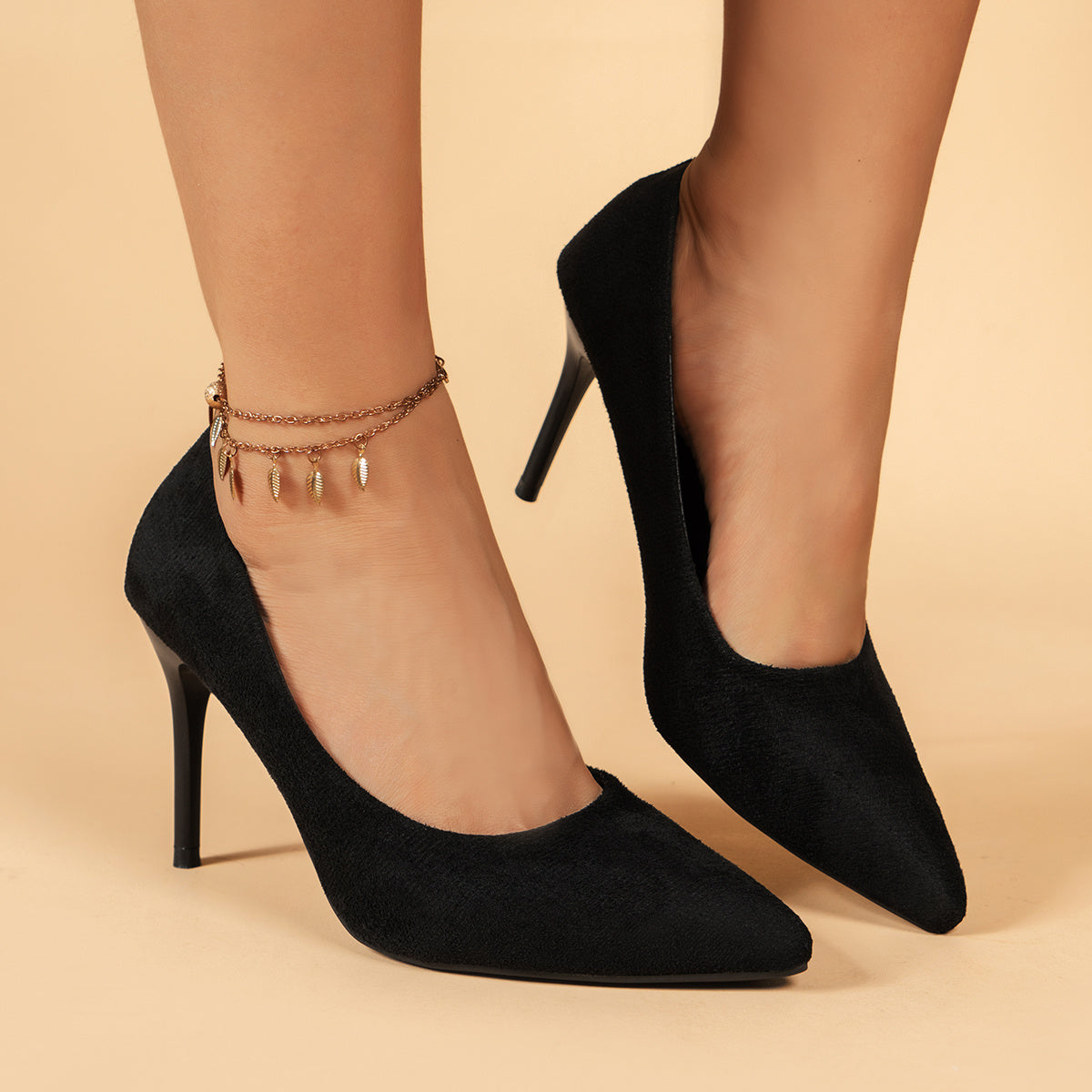 Women's Pointed Toe High Heels, Sexy Black Slip On Stiletto Court Pumps, Versatile Dress Heels