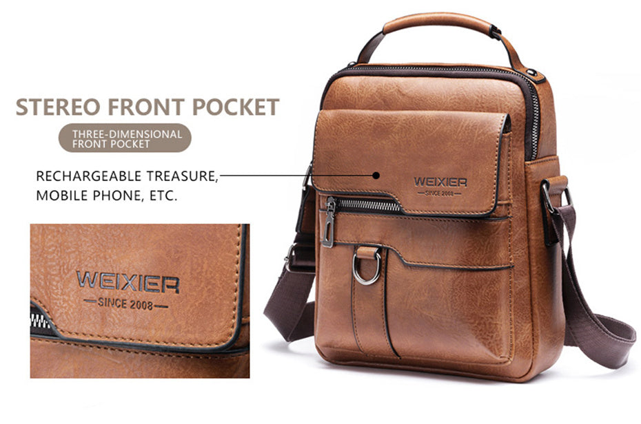 Men’s Vintage Crossbody Bag – Adjustable Strap Shoulder Bag