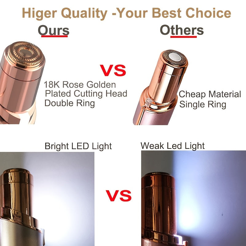 Painless USB Rechargeable Facial Hair Remover - Eyebrow Face Razor Trimmer for Women - Lips, Body, Arms, Mustaches, Fuzz, and Chin