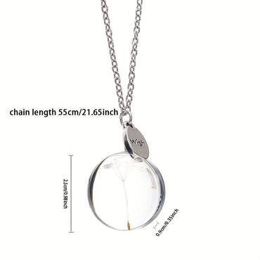 Dandelion Crystal Pendant Necklace – Double-Sided 25mm