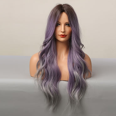 Ombre Purple Butterfly Cut Wig 26" Heat-Resistant