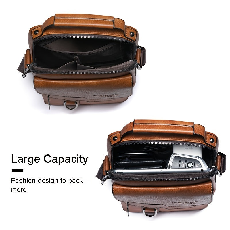 Men’s Vintage Crossbody Bag – Adjustable Strap Shoulder Bag
