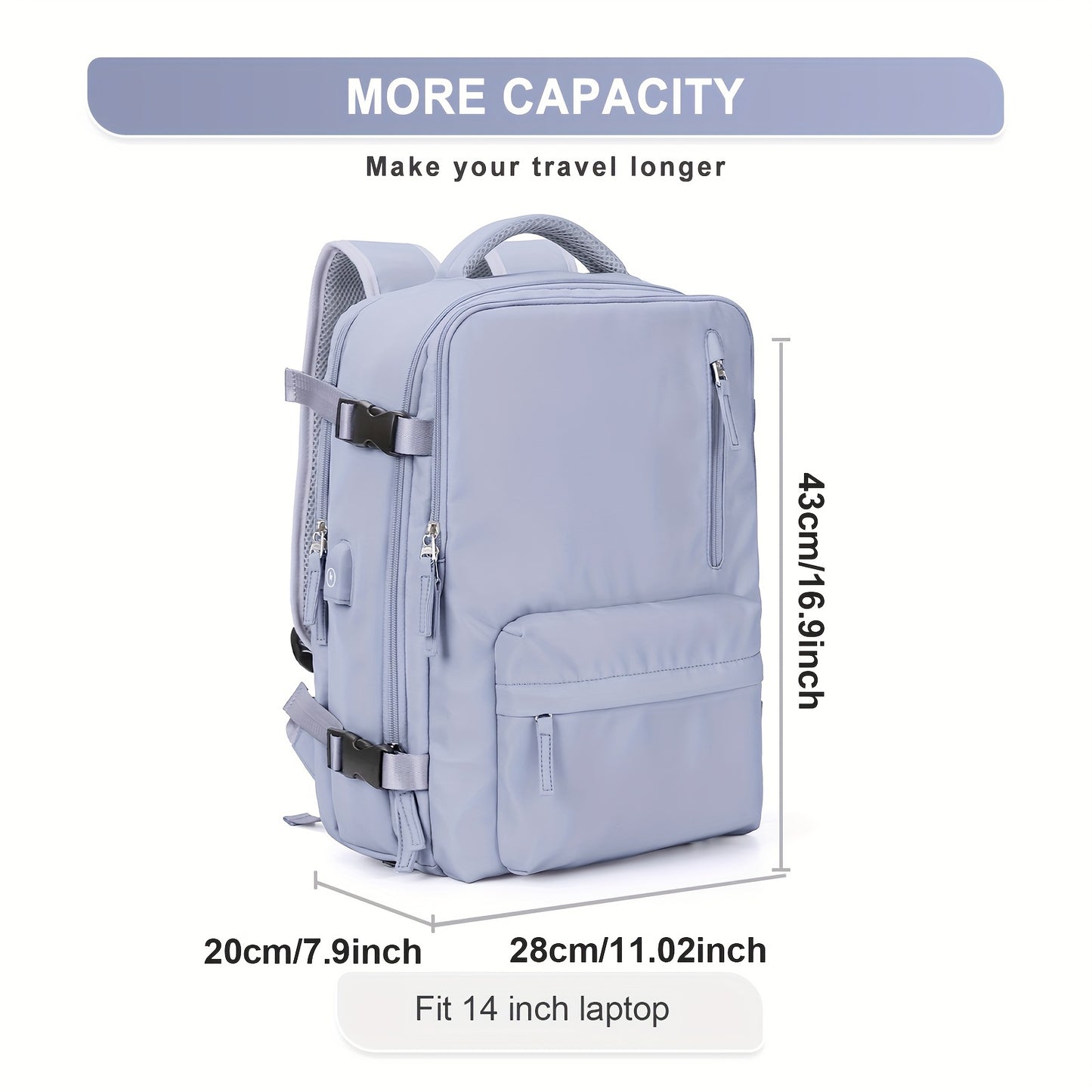 Large Capacity Travel Backpack with Shoe & Wet Pocket