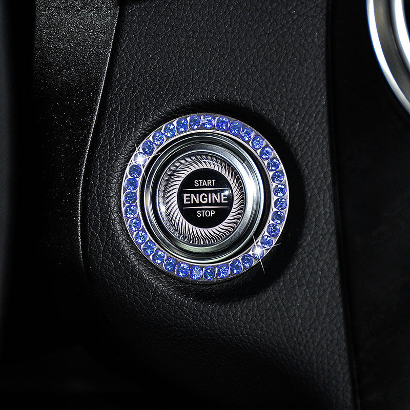Zinc Alloy Ignition Button Cover with Sparkle Effect - "START STOP" Design, Plated, Easy Installation, Fits Most Vehicles, Ignition System Upgrade | Sparkling Button Cover | Glossy Finis