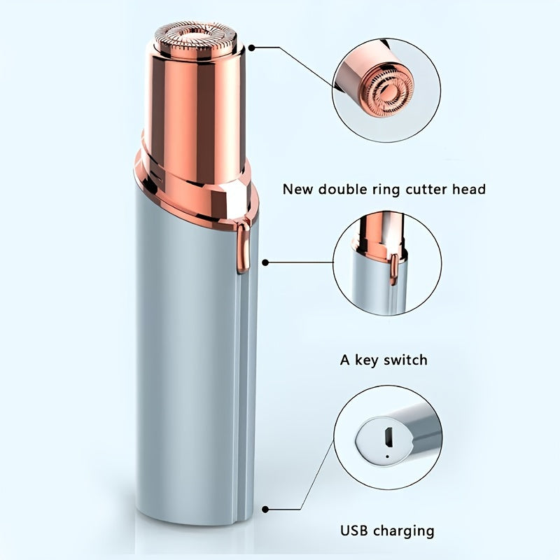 Painless USB Rechargeable Facial Hair Remover - Eyebrow Face Razor Trimmer for Women - Lips, Body, Arms, Mustaches, Fuzz, and Chin