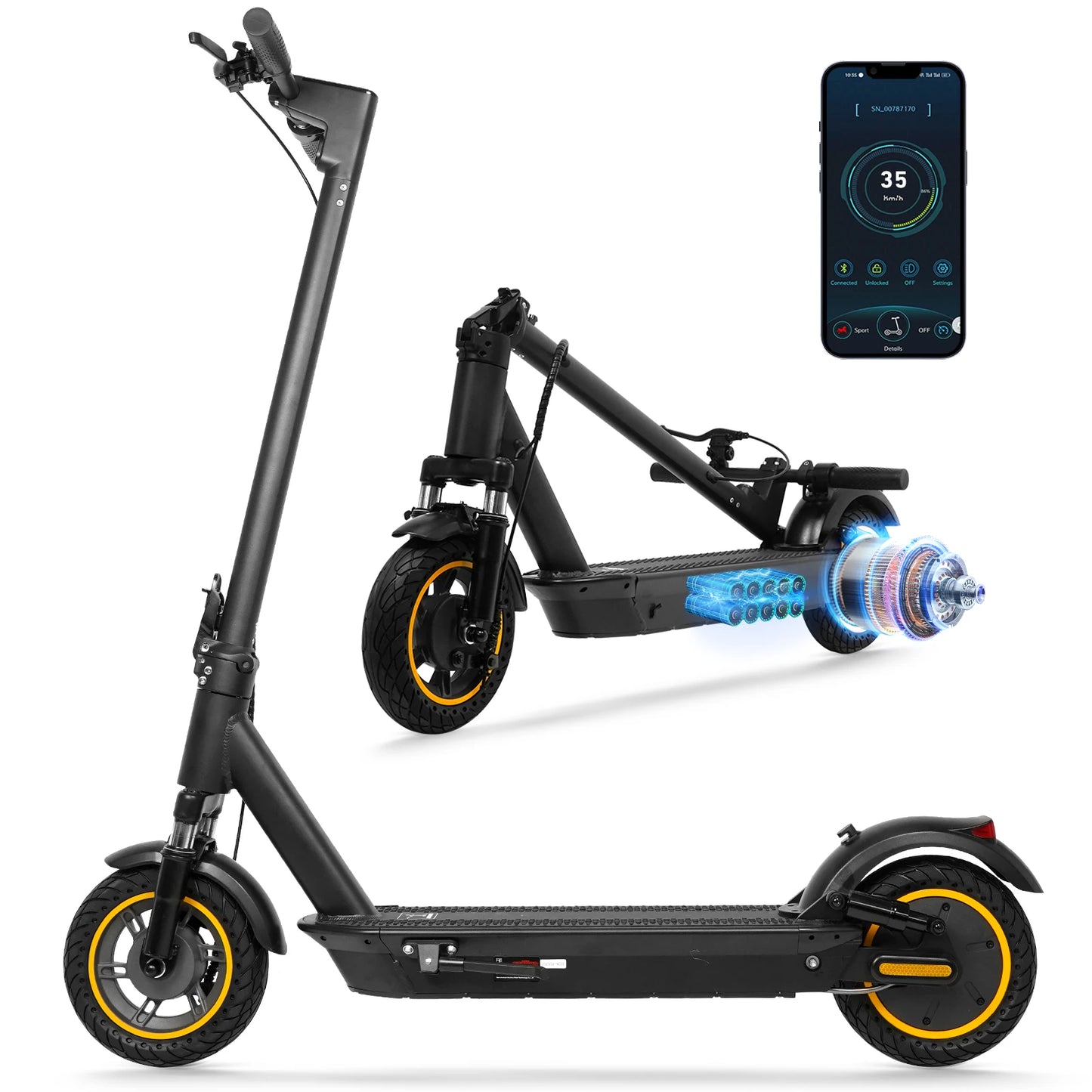 AOVOPRO Smart APP Electric Scooter – 350W/500W Motor