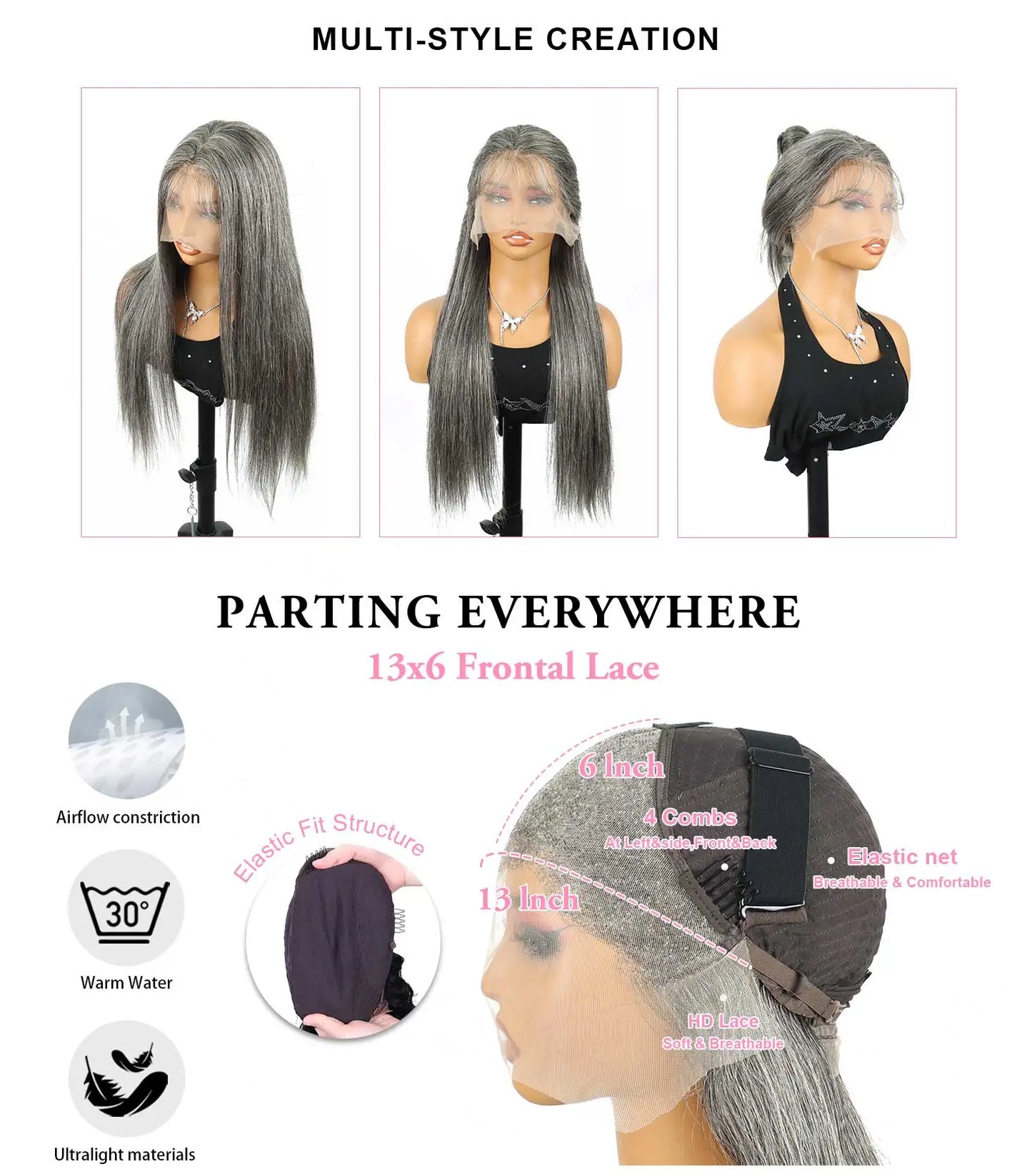 36" Brazilian Straight Lace Front Human Hair Wig