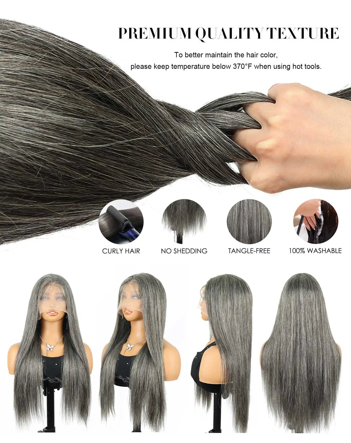 36" Brazilian Straight Lace Front Human Hair Wig