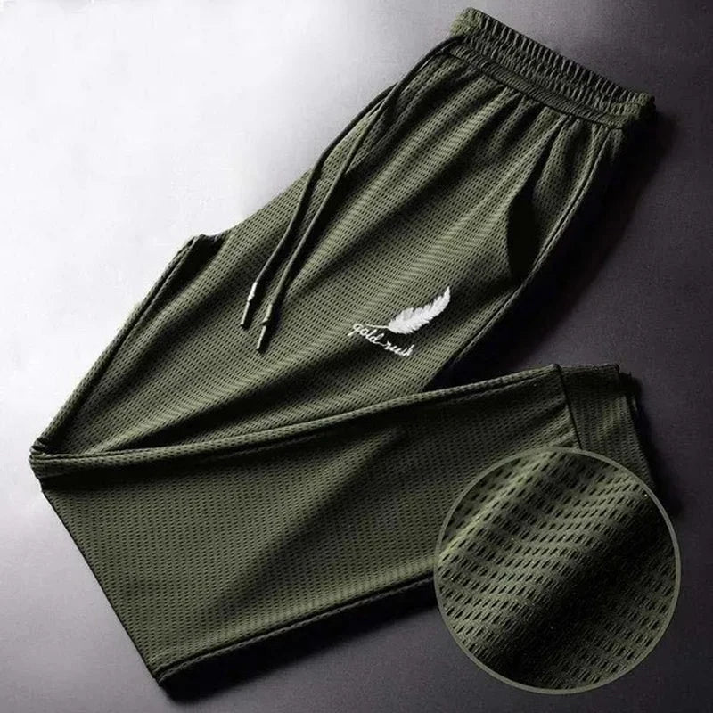 Men’s Ice Silk Mesh Breathable Quick-Dry Fitness Pants