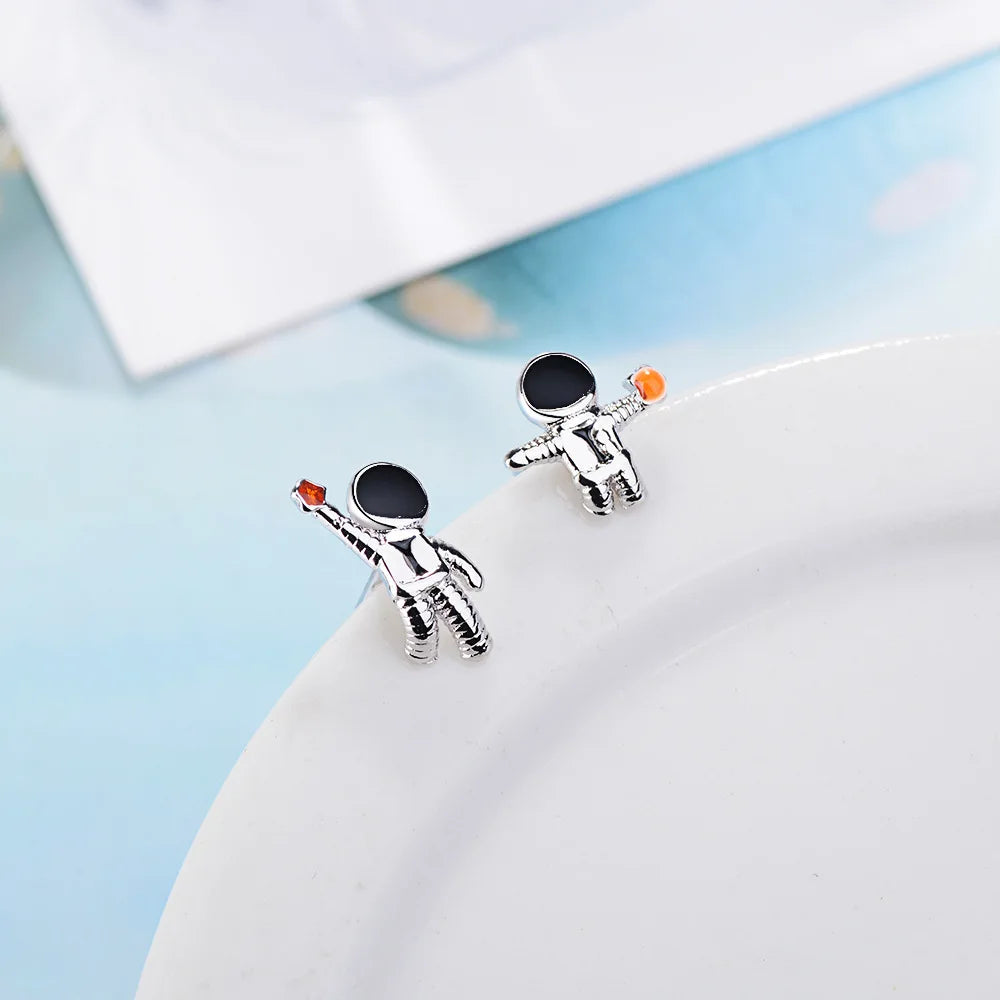 925 Sterling Silver Star Astronaut Stud Earrings for Women