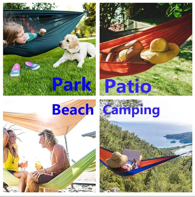 Oversized Double Camping Hammock,Portable Tree Straps Hammock ,210T Nylon Travel Hammock, Lightweight Parachute Hammocks