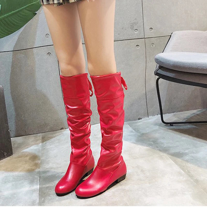 Shoes For Women 2022 Spring Knee High Boots Red Black White