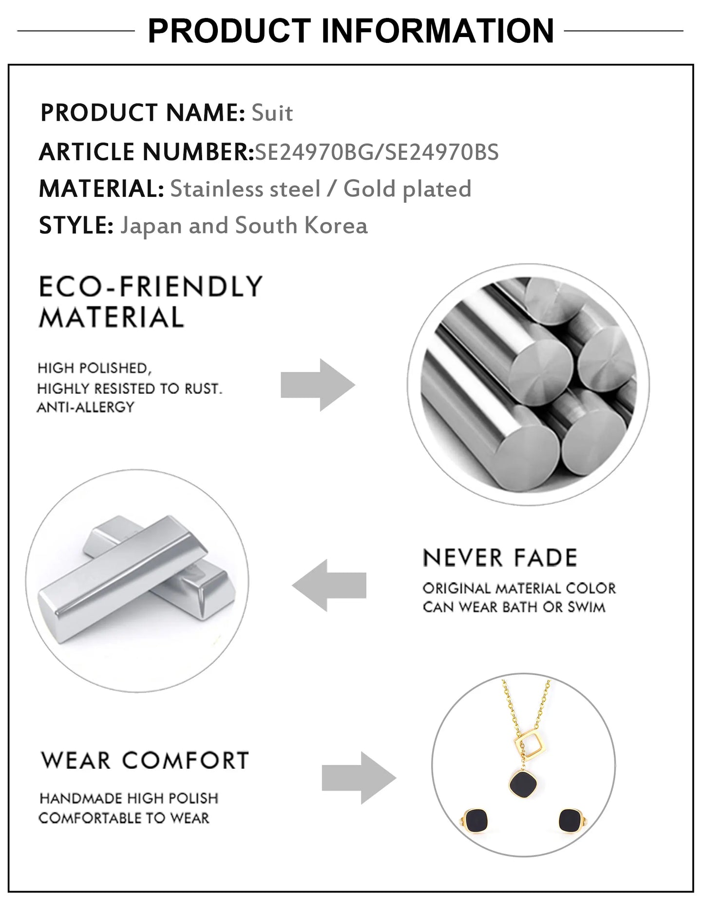 Women’s Gold Shell Jewelry Set Necklace & Earrings