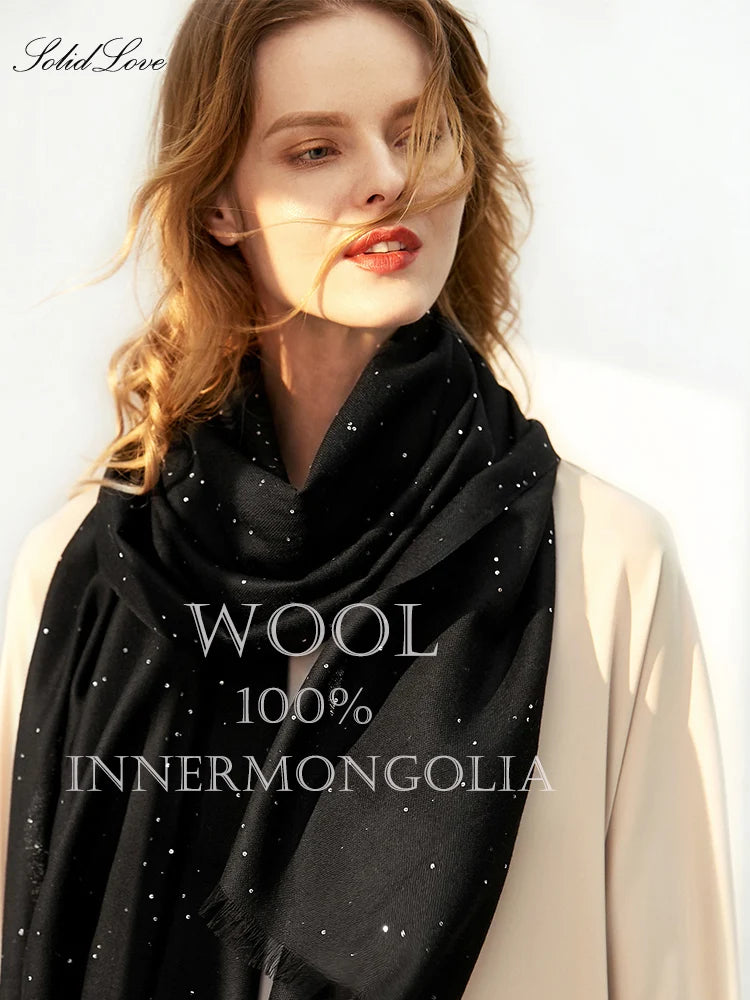 Women’s Designer Wool Scarf – Embroidered Pashmina Shawl