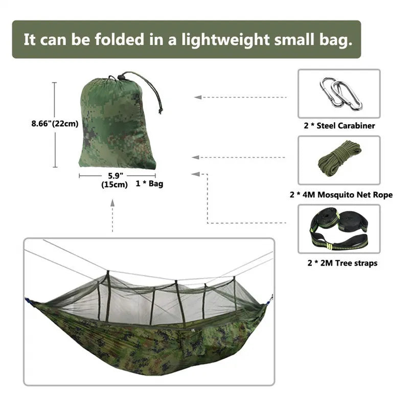 Swallowtail Camping Hammock with Mosquito Net & Rainfly
