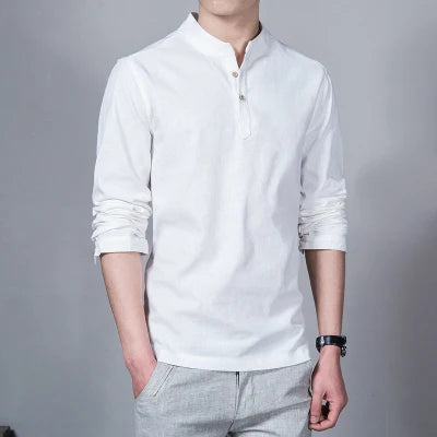 Men’s Mandarin Collar Long Sleeve T-Shirt