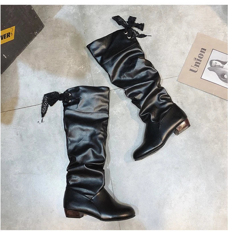 Shoes For Women 2022 Spring Knee High Boots Red Black White