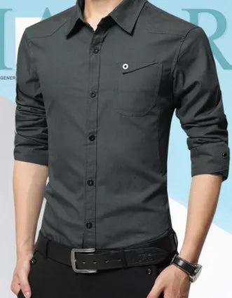 Men’s Casual Cotton Shirt Army Green