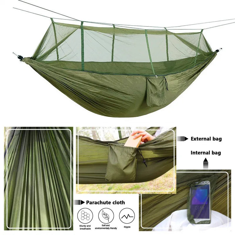 Swallowtail Camping Hammock with Mosquito Net & Rainfly