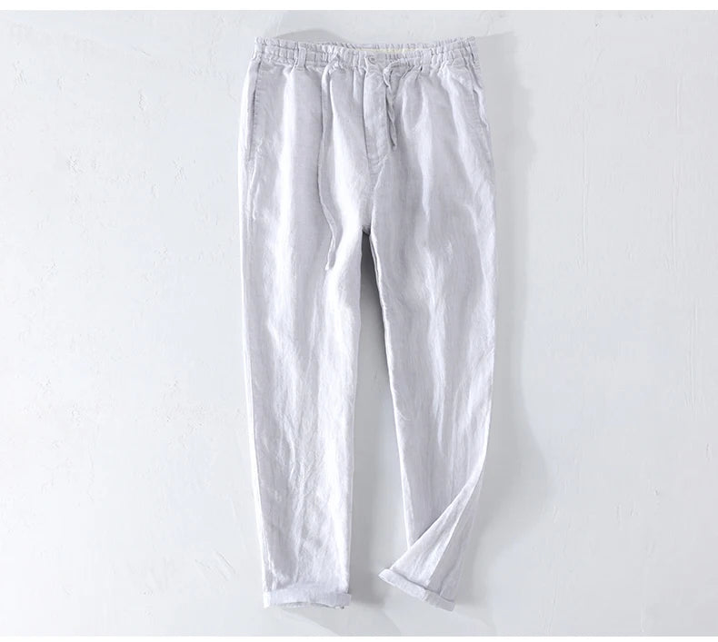Men’s Linen Dress Pants Casual Loose Summer Trousers