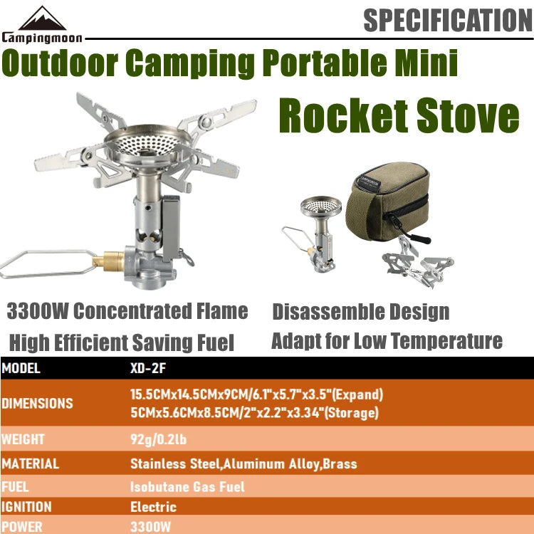 Campingmoon Mini Adjustable Gas Stove Portable Camping Accessory