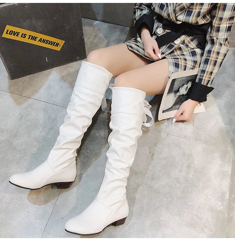 Shoes For Women 2022 Spring Knee High Boots Red Black White