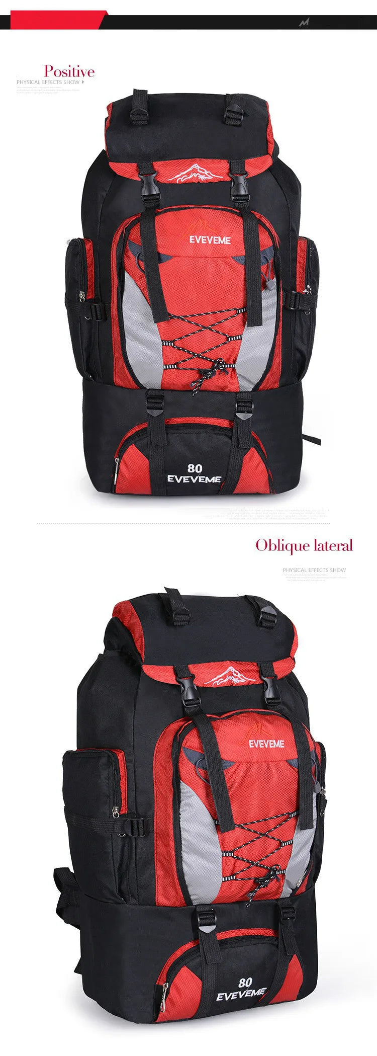 Men’s 80L Waterproof Hiking Camping Backpack