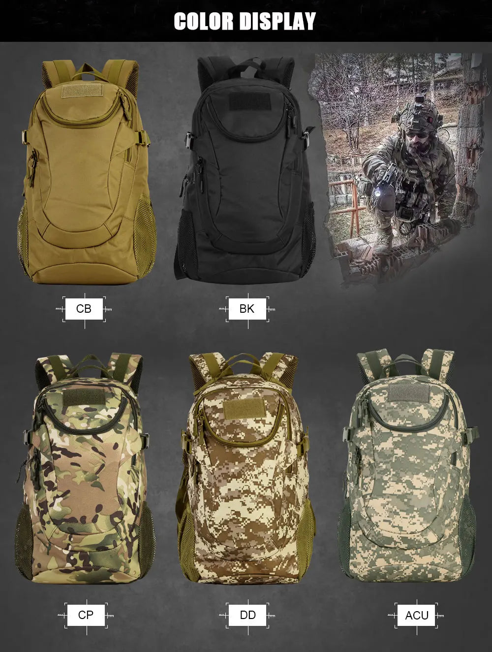 Waterproof Tactical Military Backpack, Army Molle, 25L, Sport, Outdoor, Fishing, Hunting, Camping, Rucksack