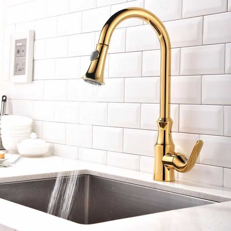 Polished Gold Bathroom Swan Tap Brass Golden Basin Mixer Faucet