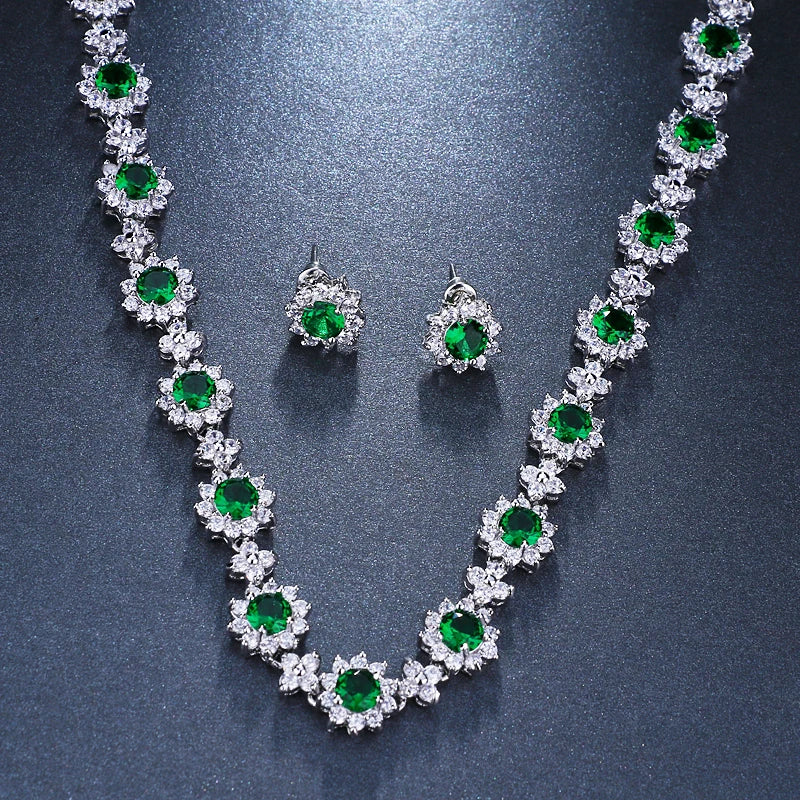 Emmaya Bridal Jewelry Set – Zircon Necklace & Earrings