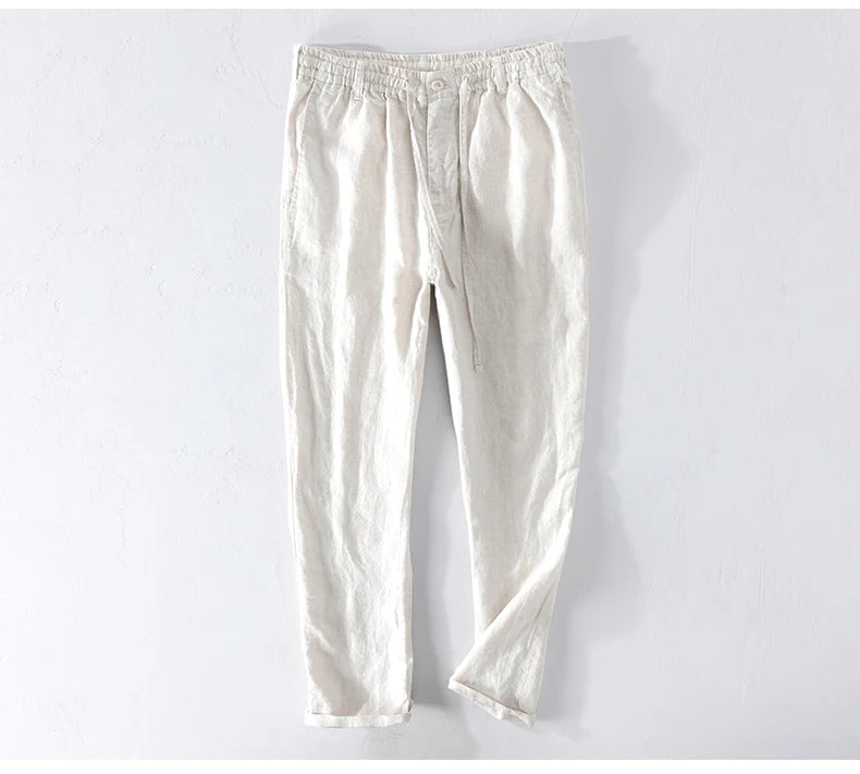 Men’s Linen Dress Pants Casual Loose Summer Trousers