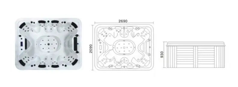 Luxury 4-Person Acrylic Outdoor Spa Hot Tub with Massage