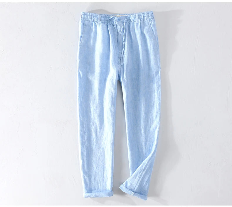 Men’s Linen Dress Pants Casual Loose Summer Trousers