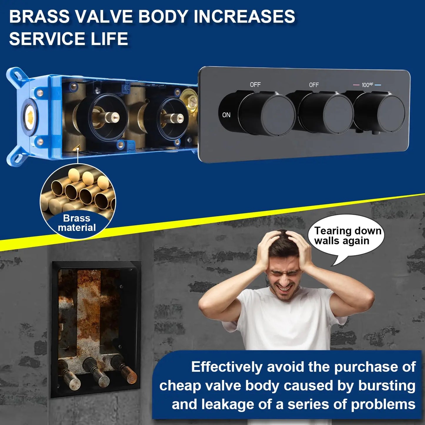 Luxury Brass Rain Shower System – Thermostatic Mixer Set