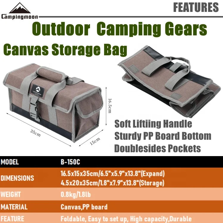 CAMPINGMOON Canvas Storage Bag Portable Camping Tote