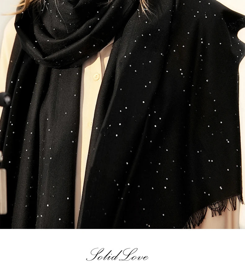 Women’s Designer Wool Scarf – Embroidered Pashmina Shawl