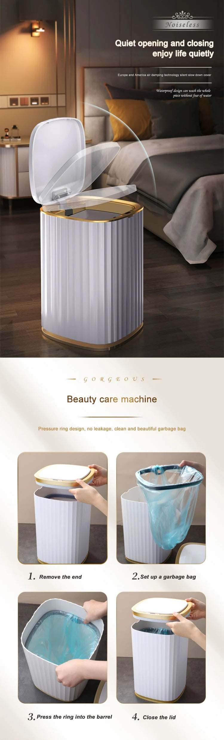 Smart Home Automatic Sensor Trash Can For Kitchen Bathroom Toilet Smart Trash Can Living Room Dustbin Wastebasket Waterproof Bin