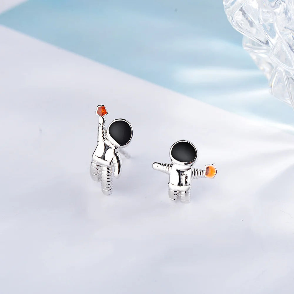 925 Sterling Silver Star Astronaut Stud Earrings for Women