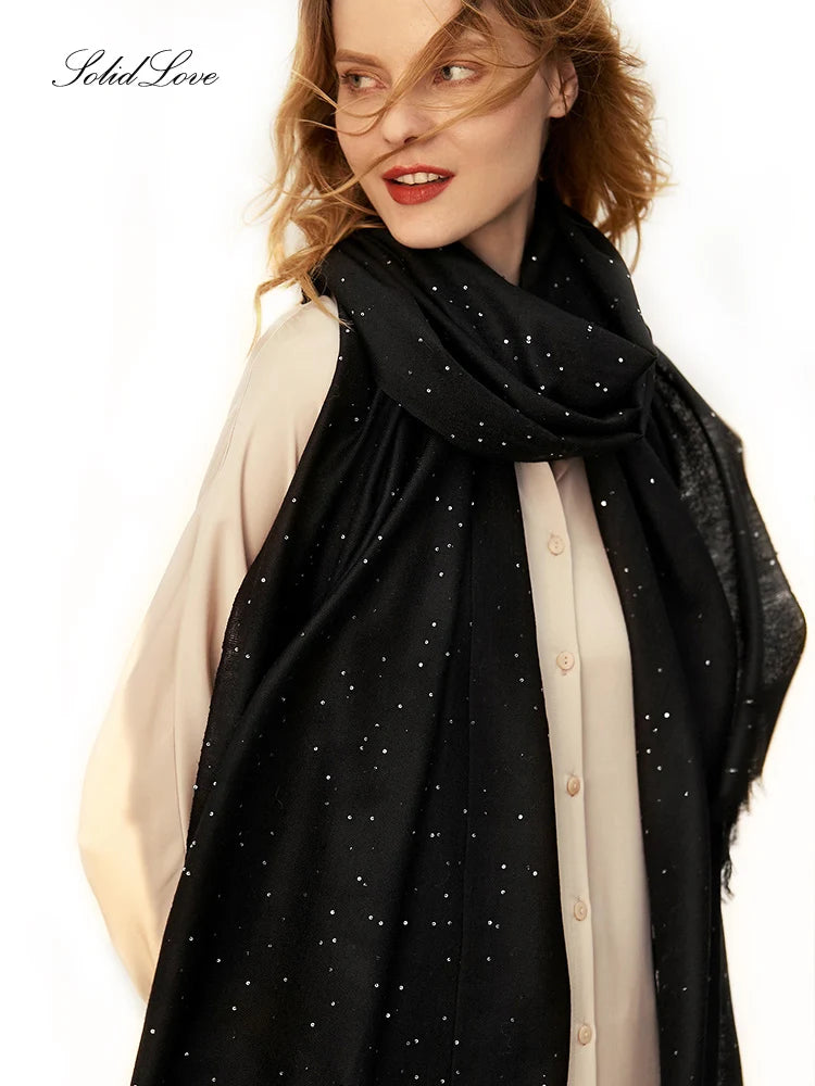 Women’s Designer Wool Scarf – Embroidered Pashmina Shawl