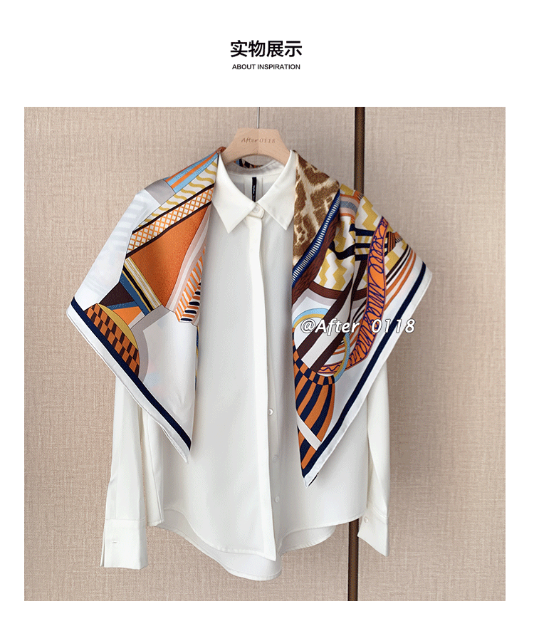 100% Silk Square Scarf – Fashion Neckerchief & Shawl 88cm