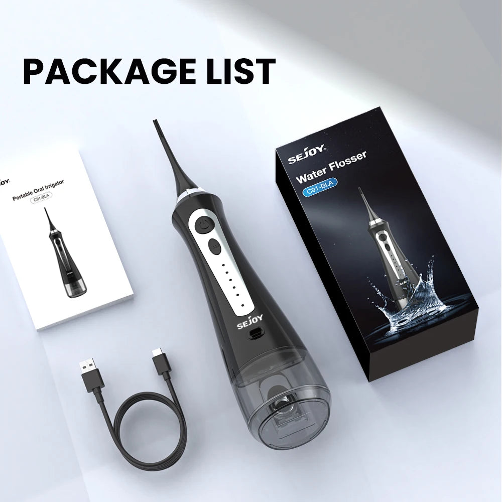 Sejoy Water Dental Flosser Oral Irrigator 8 Jet Tips 5 Modes IPX7 Waterproof  Portable Cordless Teeth Cleaner for Home&Travel