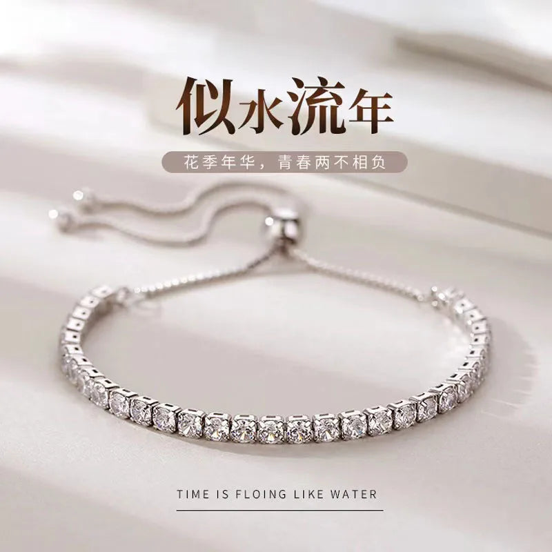 Popular Inlaid Zircon Combination Chain 925 Sterling Silver Bracelet New Ladies Jewelry Birthday Party Gift Fashion Jewelry