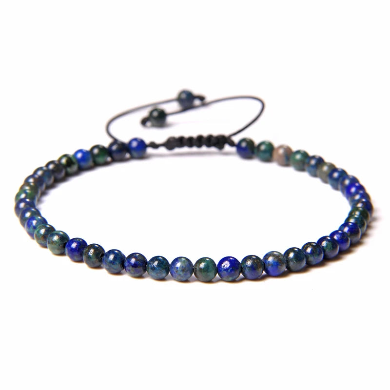4MM Natural Stone Beaded Bracelet – Adjustable Unisex Quartz