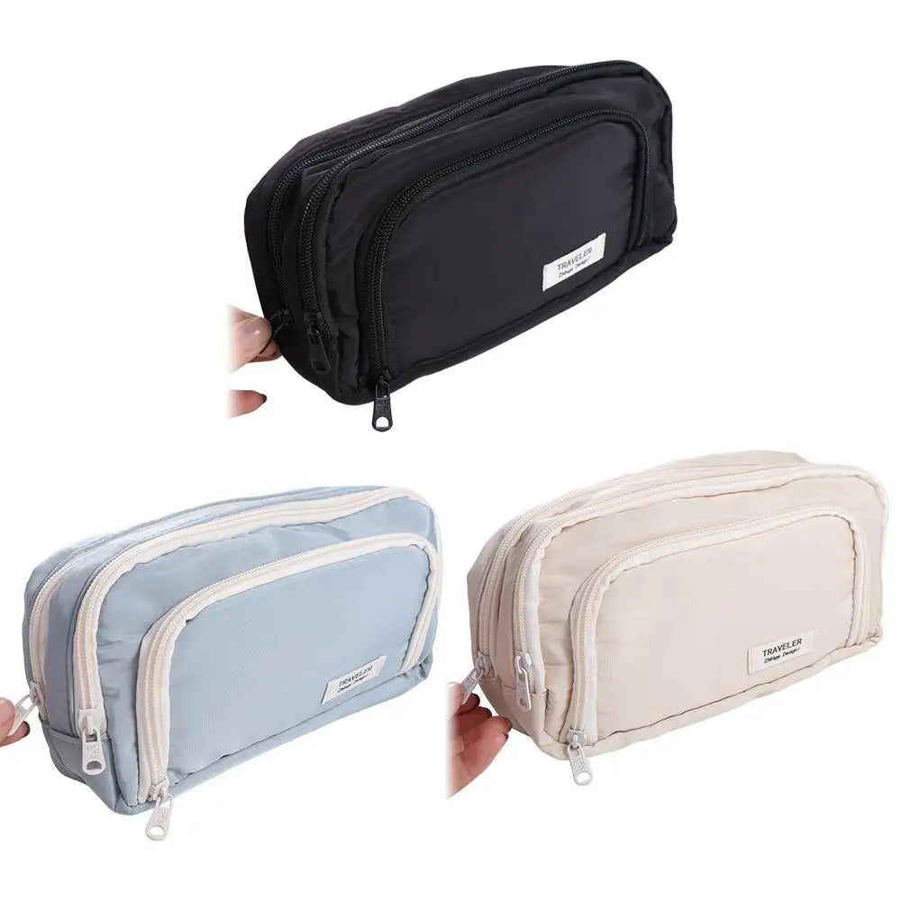 Black to School Large Capacity Pencil Bag Aesthetic Simple School Cases Large Capacity Pen Case School Students Supplies