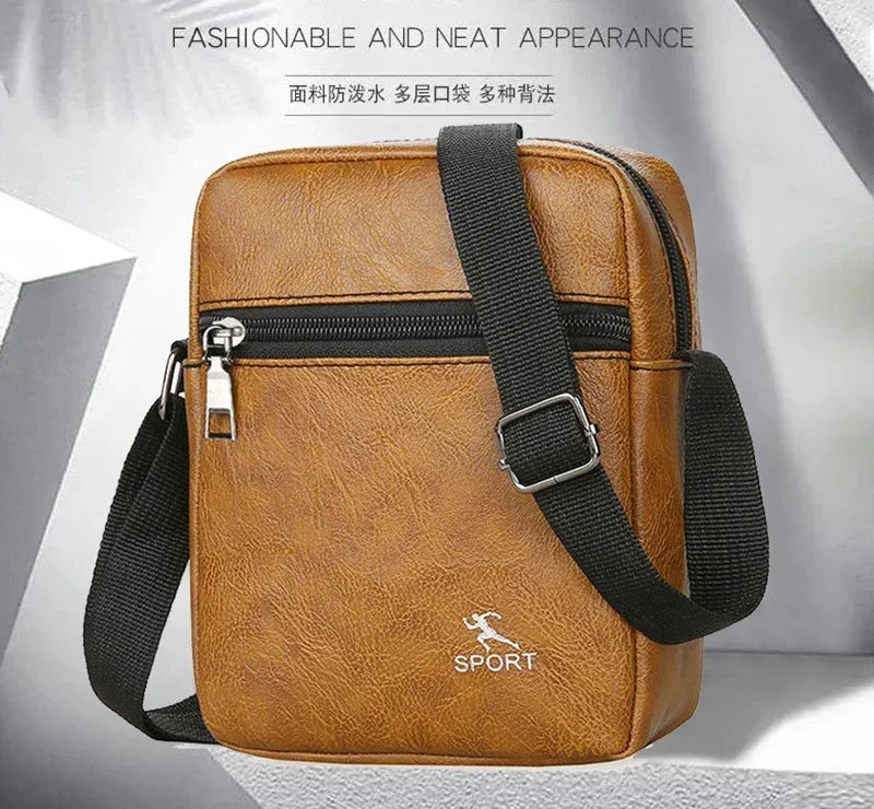 Vintage Messenger Bag Men PU Leather Business Worker Shoulder Bag Brown Black Man Crossbody Bag Male Handbag Gift for Husband