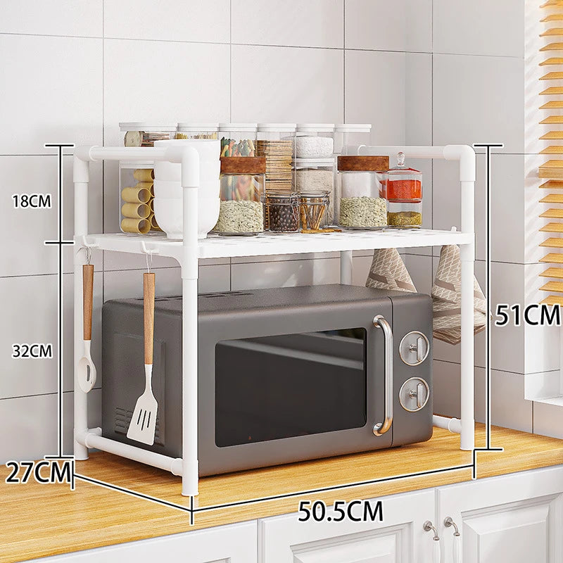 2-Tier Kitchen Microwave Storage Rack Condiment Organizer